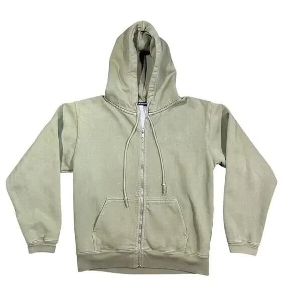 Brandy Melville Full Zip Hoodie Sweatshirt Large Sage Green Cozy Grunge - Picture 1 of 10
